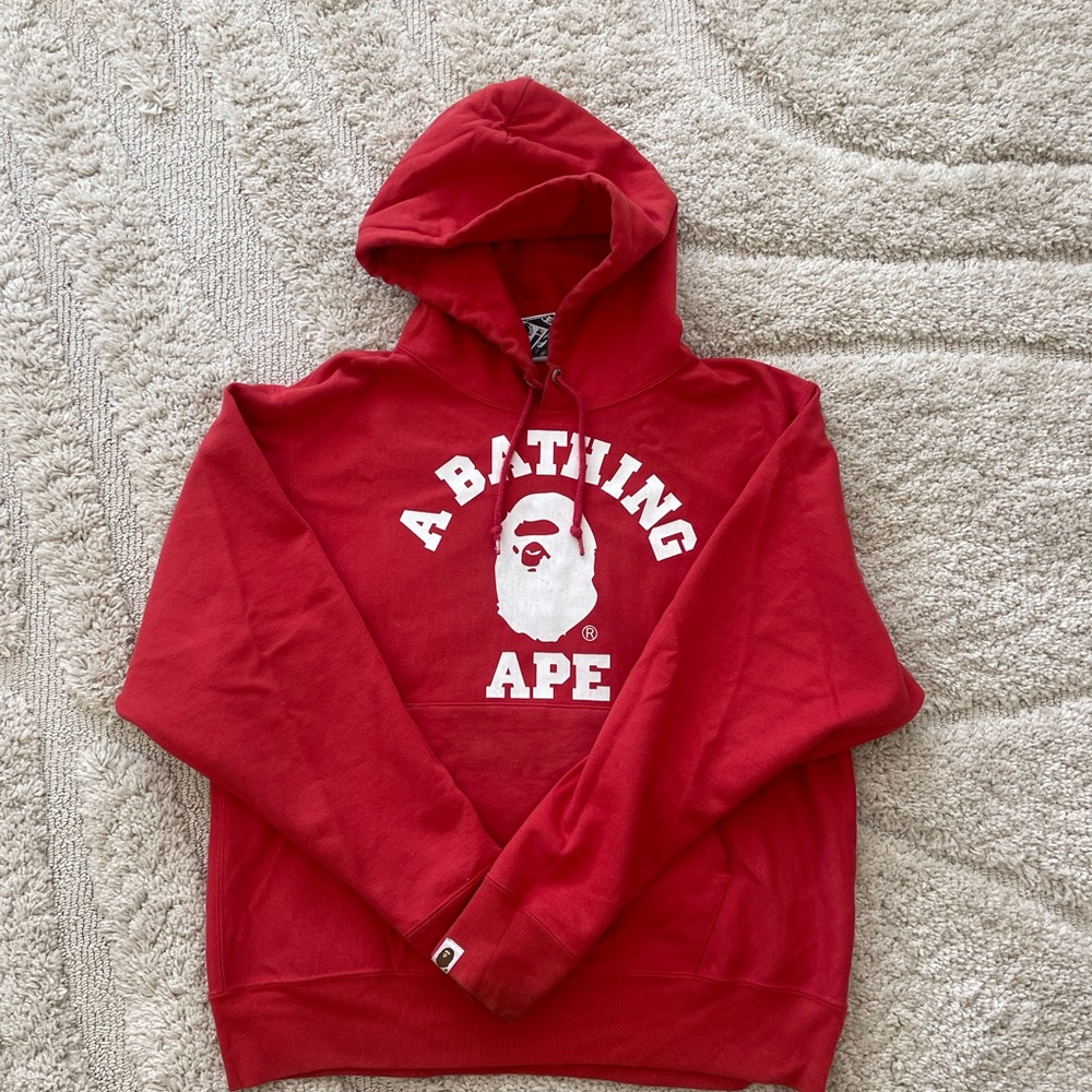 A Bathing Ape Bape Red Sweatshirt Hoodie - Picture 2 of 8